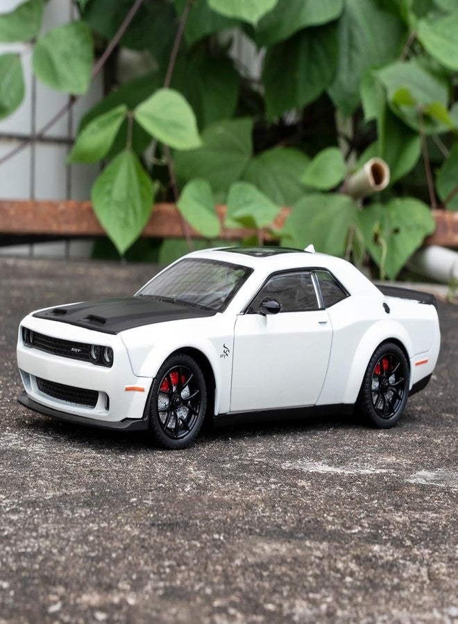 KENIRY1:24 Scale Exclusive Alloy Metal Pull Back Die-cast Car Model with Sound Light Mini Auto Toy for Kids Metal Model Toy Car with Sound and Light (1.24 Dodge Challenger-[White&Black]) - Image 5